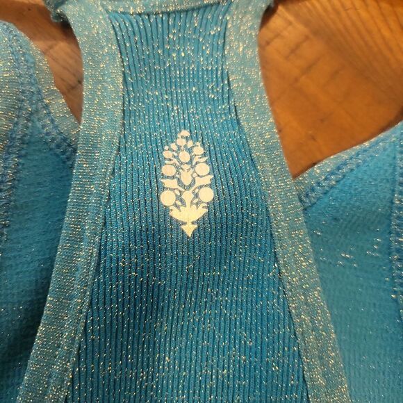 Free People Happiness Runs Lurex Tank Blue XS/S - Picture 6 of 6